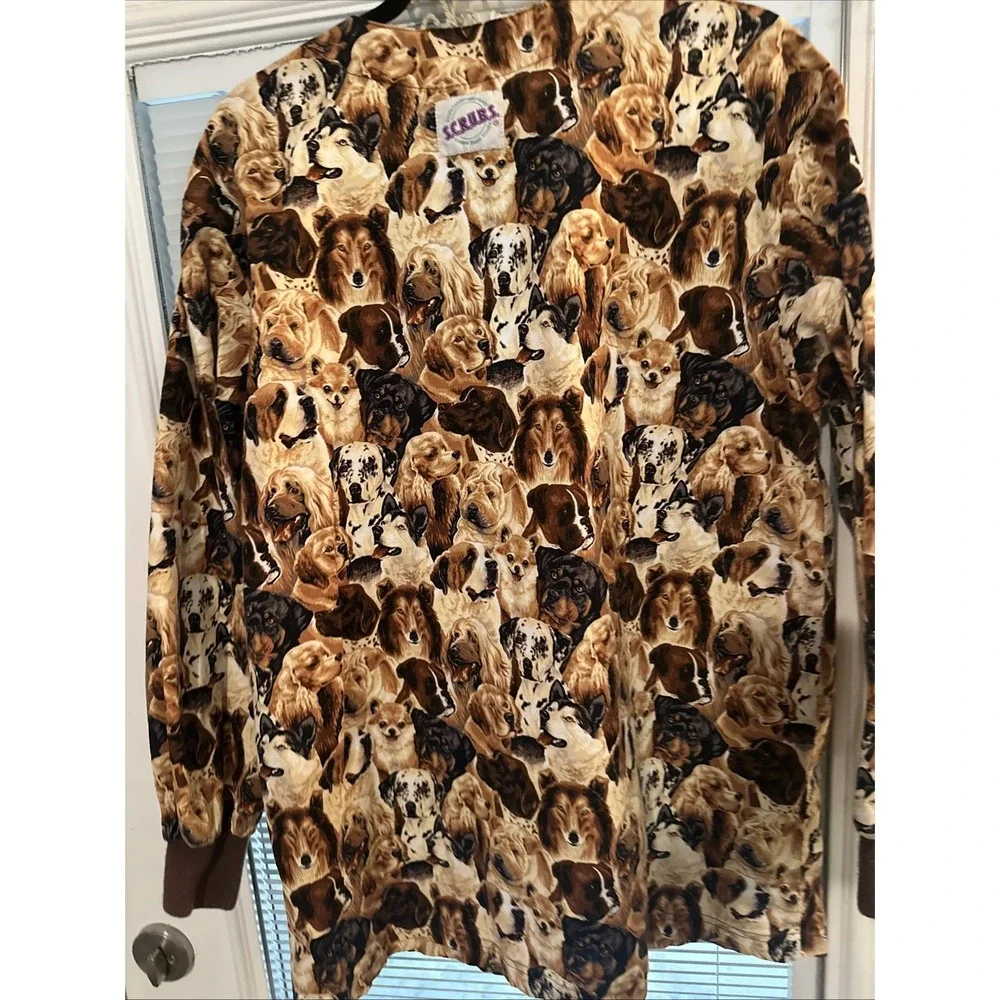 Scrubs Uniform Golden Retriever Collie Shar-pei Do YBeagle Dog Vet  Top Sz M